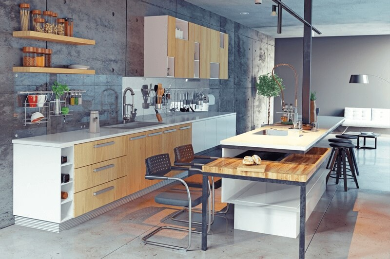 Stylish Mix of Open and Closed Storage Kitchens